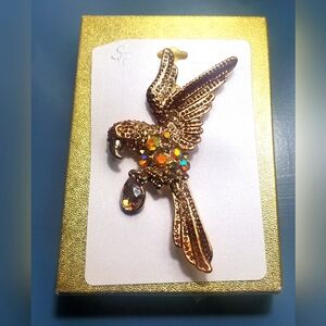 Gold plated Hummingbird Brooch pin By Sophia Collection